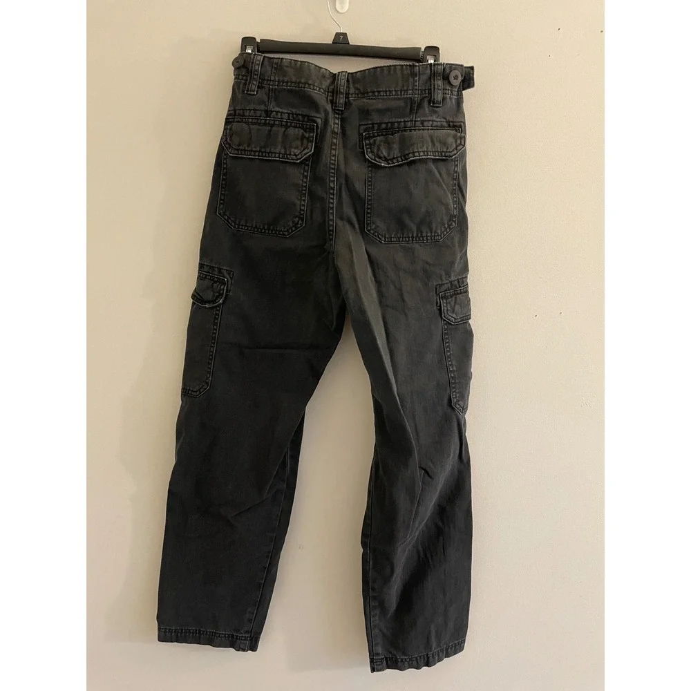 Cotton On Mens Cargo Pants 28 Black Herringbone‎ Utility Workwear Trousers 28171
